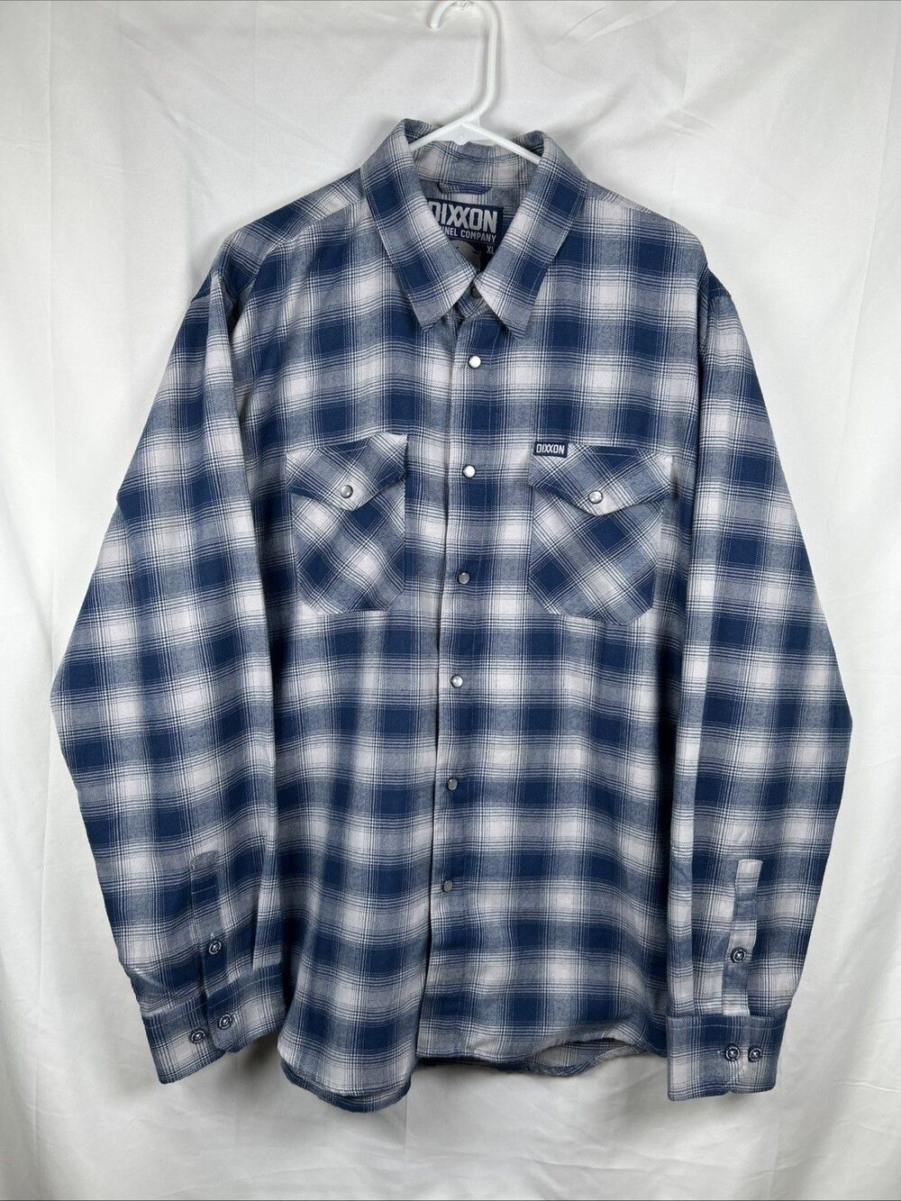 Dixxon Flannel Company The Midway Blue White Plaid Snap Front Shirt Mens XL